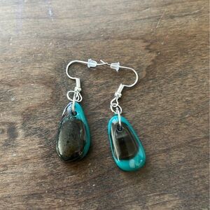 Earrings Glass Teal Hypoallergenic Handmade